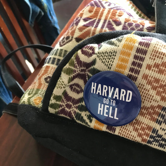 Harvard Go to Hell Pin Button 3"