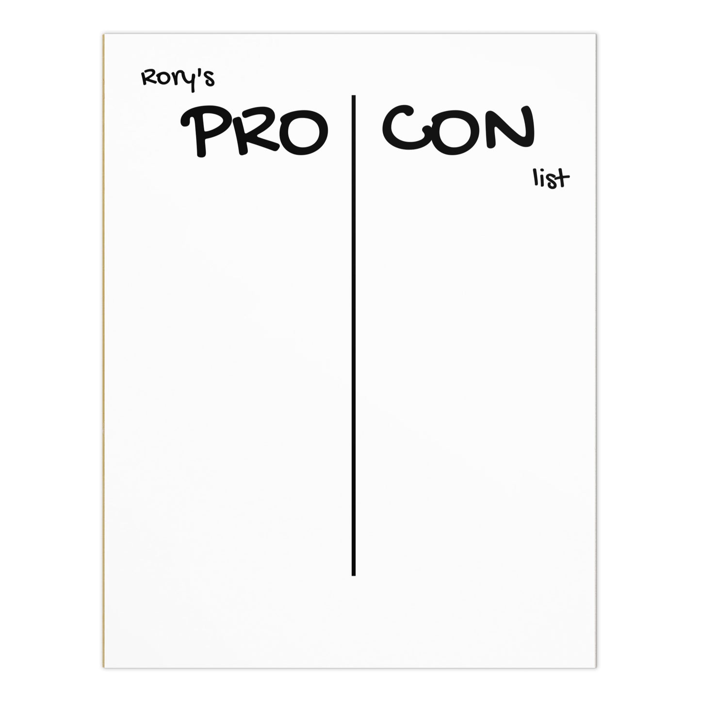 Pro/Con List Notepad